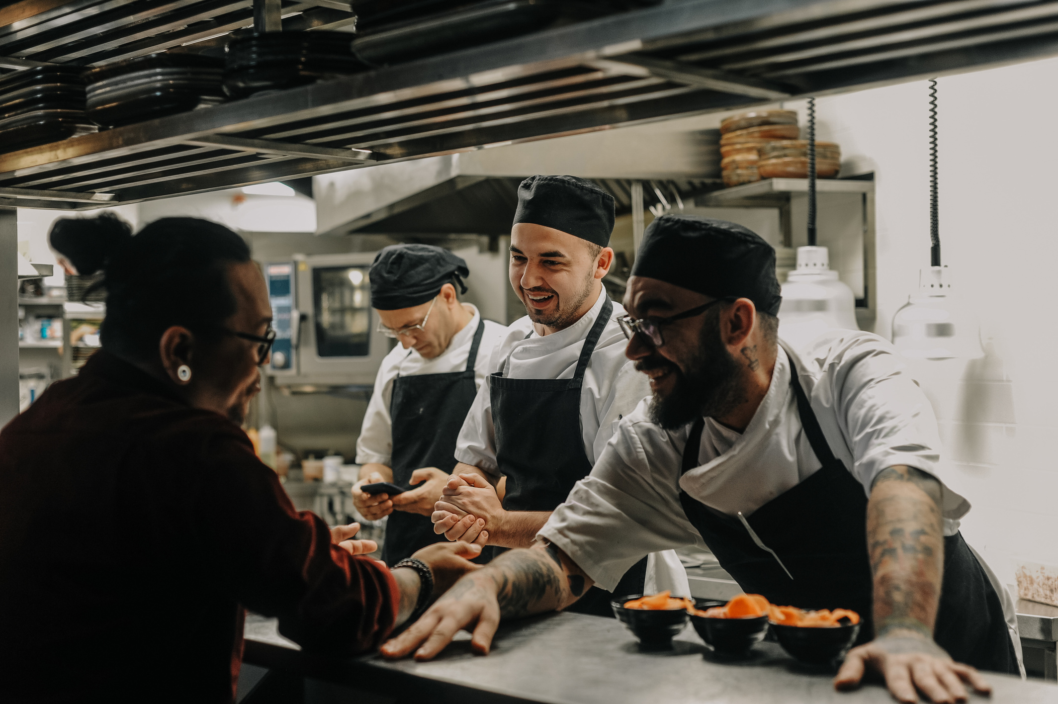 High end restaurant kitchen staff